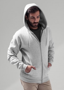 BYB - Φούτερ με Κουκούλα και Φερμουάρ BY012 Build Your Brand Heather Grey