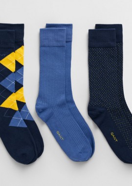 Gant - Ανδρικές Κάλτσες Gant Σετ 3 Ζευγών 9960314 433 Evening Blue