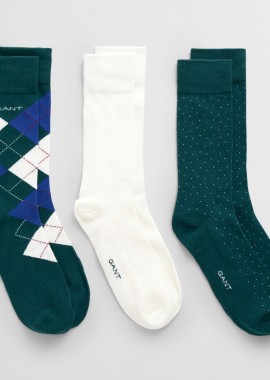 Gant - Ανδρικές Κάλτσες Gant Σετ 3 Ζευγών 9960314 310 Deep Forest