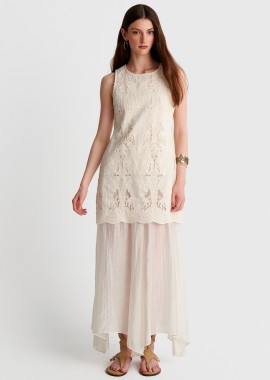 - Φόρεμα μάξι boho chic με δαντέλα - 5206179091015