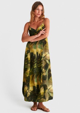 - Φόρεμα μάξι με tropical print - 5206179127783