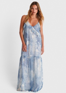 - Φόρεμα μάξι με βολάν snake print - 5206179169059
