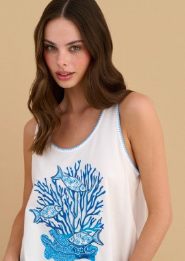 - Τοπ αμάνικο με marine print - 5206179088992