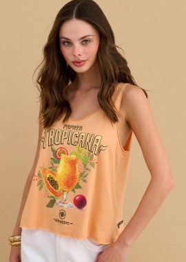 - Μπλούζα αμάνικη με tropical print - 5206179089180
