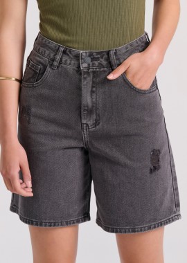 FUNKY BUDDHA - Γυναικεία loose fit garment dyed τζιν βερμούδα