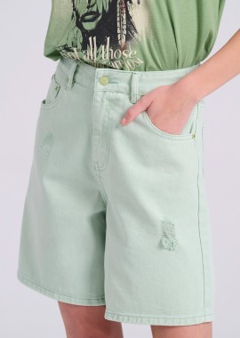 FUNKY BUDDHA - Γυναικεία loose fit garment dyed τζιν βερμούδα
