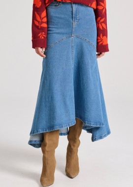 FUNKY BUDDHA - Maxi denim φούστα με ασύμμετρο τελείωμα