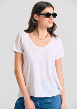 FUNKY BUDDHA - Γυναικείο V-neck t-shirt με raw edges - The essentials