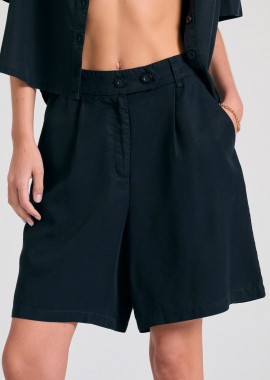 FUNKY BUDDHA - Lyocell garment dyed σορτς με πιέτες