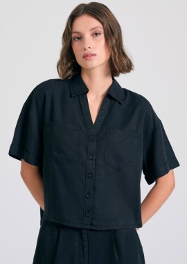 FUNKY BUDDHA - Loose fit lyocell garment dyed πουκάμισο