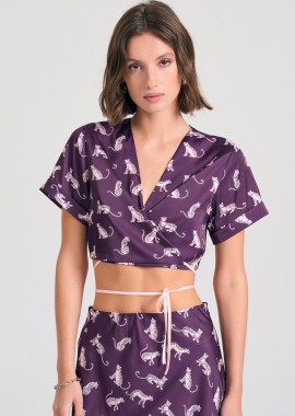 FUNKY BUDDHA - Κρουαζέ cropped τοπ με cut out λεπτομέρειες