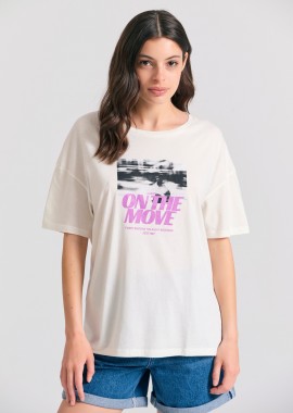 FUNKY BUDDHA - Loose fit γυναικείο t-shirt με φωτογραφικό τύπωμα