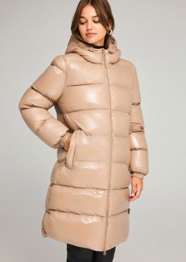 FUNKY BUDDHA - Regular fit μακρύ puffer μπουφάν με κουκούλα
