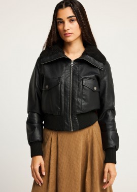 FUNKY BUDDHA - Bomber jacket από οικολογικό δέρμα (PU)