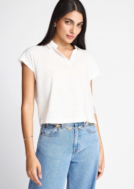 FUNKY BUDDHA - Γυναικείο T-shirt με γιακά - The basics collection