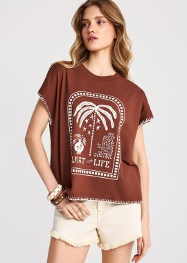FUNKY BUDDHA - Γυναικείο relaxed t-shirt με τύπωμα