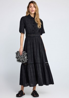 FUNKY BUDDHA - Γυναικείο embroidery relaxed-fit midi φόρεμα από βαμβάκι