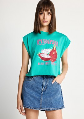 FUNKY BUDDHA - Γυναικείο αμάνικο t-shirt από οργανικό βαμβάκι