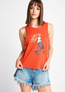 FUNKY BUDDHA - Γυναικείο βαμβακερό tank top με τύπωμα