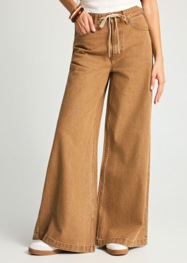 FUNKY BUDDHA - Γυναικείο wide leg jean παντελόνι