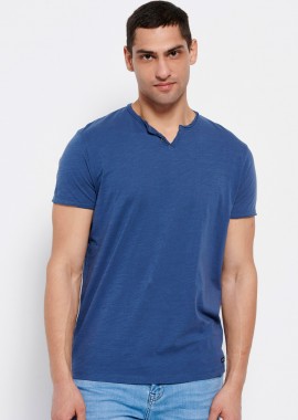 FUNKY BUDDHA - Essential t-shirt με λαιμό henley