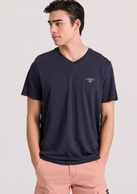 FUNKY BUDDHA - V-neck t-shirt με logo στο στήθος