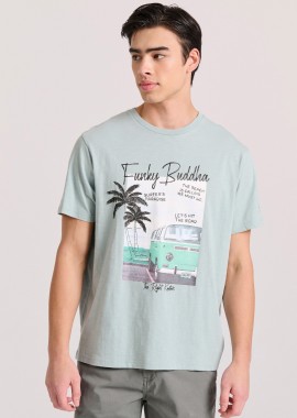FUNKY BUDDHA - T-shirt με τύπωμα σε vintage look