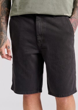 FUNKY BUDDHA - Garment dyed τζιν βερμούδα με τσέπες carpenter