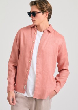 FUNKY BUDDHA - Garment dyed λινό πουκάμισο - The essentials