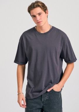 FUNKY BUDDHA - Oversized t-shirt με δίπλωμα στο μανίκι