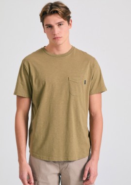 FUNKY BUDDHA - Βαμβακερό t-shirt με τσέπη στο στήθος