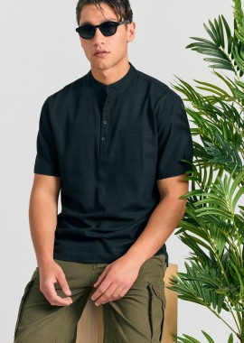 FUNKY BUDDHA - Relaxed fit linen blend πουκαμίσα