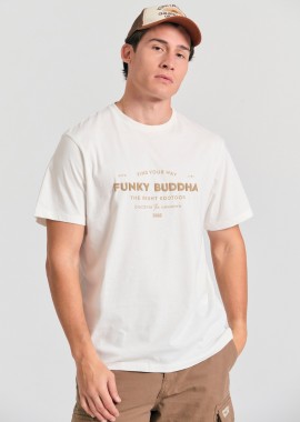 FUNKY BUDDHA - T-shirt με embossed τύπωμα από οργανικό βαμβάκι