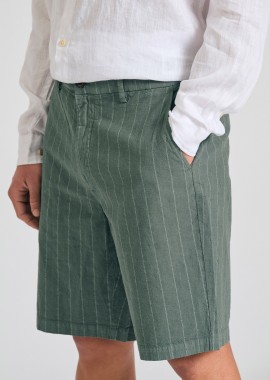 FUNKY BUDDHA - Comfort fit linen blend ριγέ chino βερμούδα