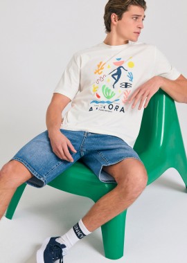 FUNKY BUDDHA - Relaxed fit t-shirt με graphic τύπωμα