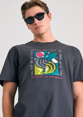 FUNKY BUDDHA - Relaxed fit t-shirt με abstract frame τύπωμα