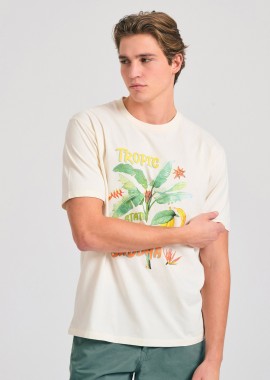 FUNKY BUDDHA - Relaxed fit t-shirt με tropical τύπωμα