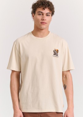 FUNKY BUDDHA - Relaxed t-shirt από οργανικό βαμβάκι με abstract τύπωμα