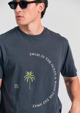 FUNKY BUDDHA - Organic cotton t-shirt με text artwork τύπωμα