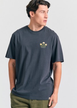 FUNKY BUDDHA - Relaxed fit t-shirt με tropical τύπωμα στην πλάτη