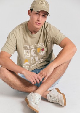 FUNKY BUDDHA - Relaxed fit t-shirt με graphic τύπωμα