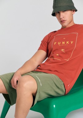 FUNKY BUDDHA - Organic cotton t-shirt με minimal branded τύπωμα