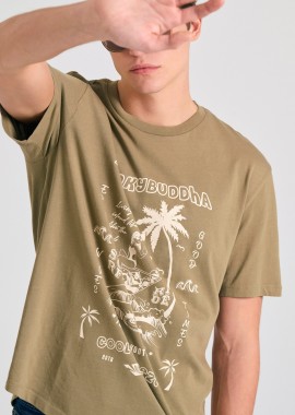 FUNKY BUDDHA - Relaxed fit t-shirt με tropical τύπωμα