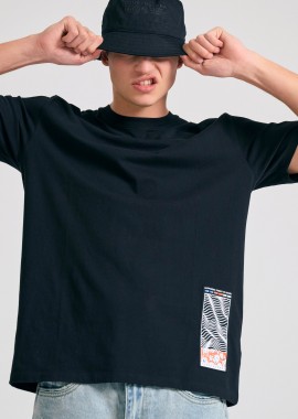 FUNKY BUDDHA - Relaxed fit t-shirt με abstract τύπωμα