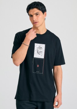 FUNKY BUDDHA - Relaxed fit t-shirt με abstract τύπωμα