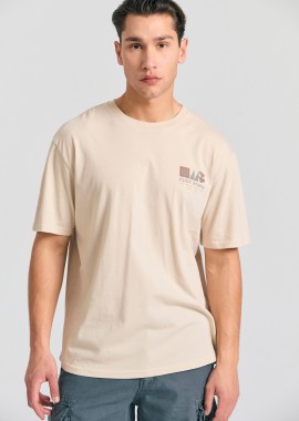 FUNKY BUDDHA - Organic cotton relaxed t-shirt με abstract τύπωμα