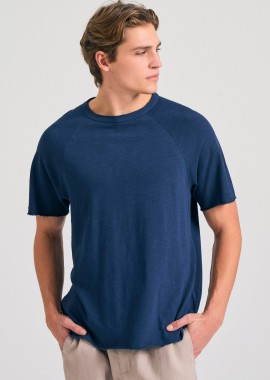 FUNKY BUDDHA - Relaxed fit t-shirt από φλάμα