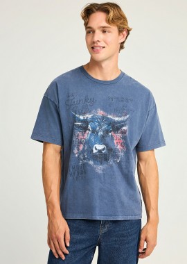 FUNKY BUDDHA - Oversized t-shirt με μοντέρνο τύπωμα