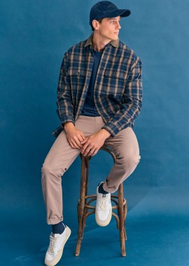 FUNKY BUDDHA - Ανδρικό overshirt βαμβακερό καρό πουκάμισο