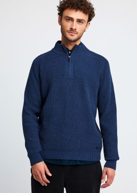 FUNKY BUDDHA - Ανδρικό half-zip πλεκτό πουλόβερ